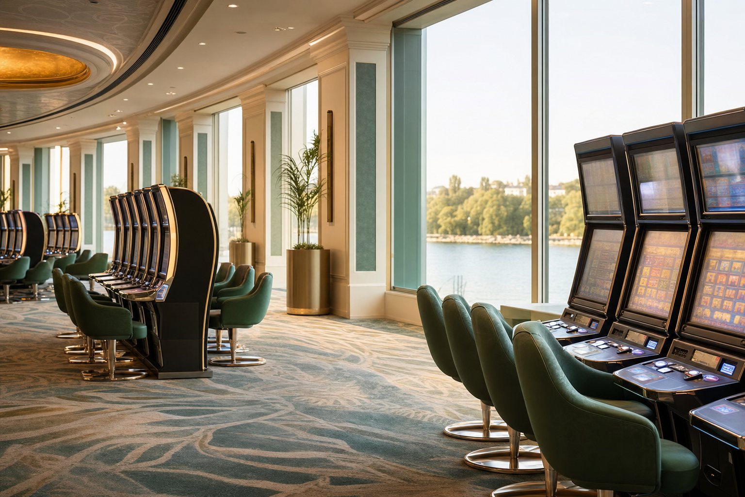 Salle de 300 machines à sous du Casino du Lac à Enghien